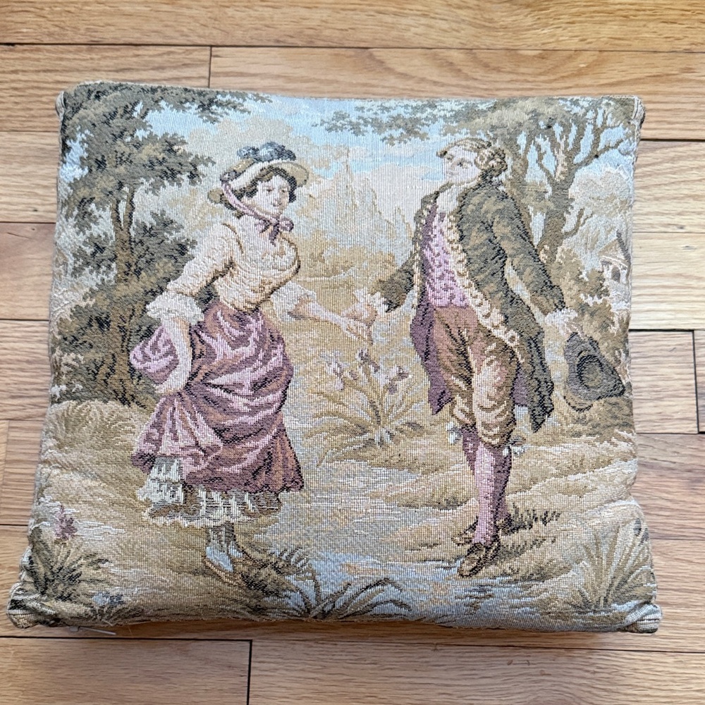 Stanley Romantic Scene Accent Pillow - Pink and Cream